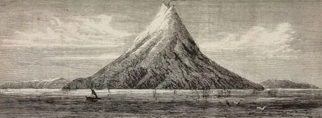 Krakatoa volcanic island, disappeared in the eruption of August, 1883, Indonesia