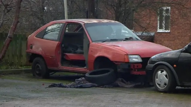 burnt out car