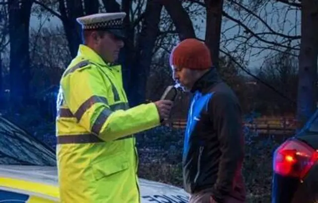 Driver doing breath test