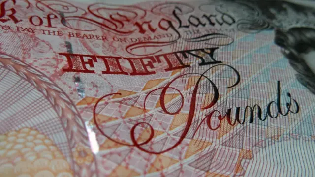 Close-up of a £50 note