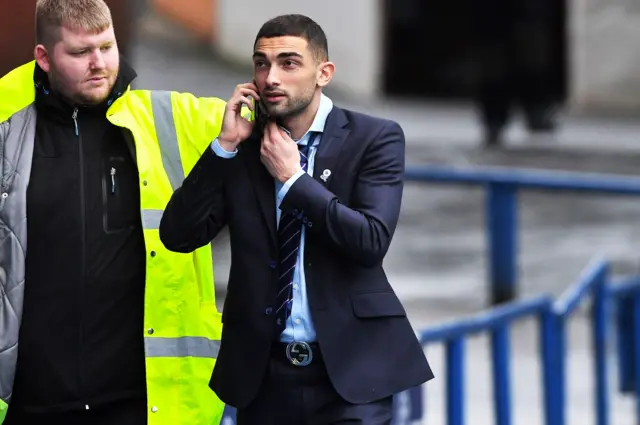 Rangers winger Eros Grezda is in his suit