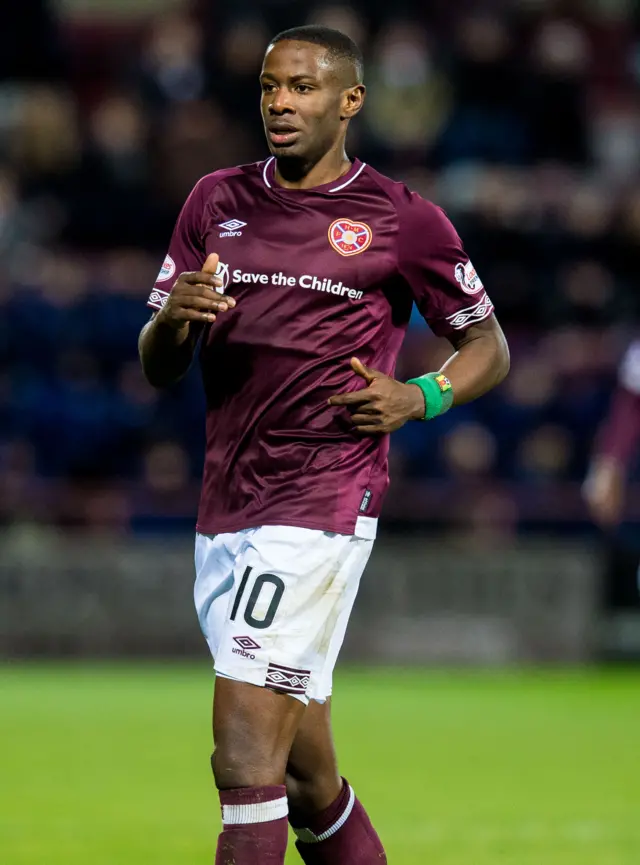 Arnaud Djoum in action for Hearts