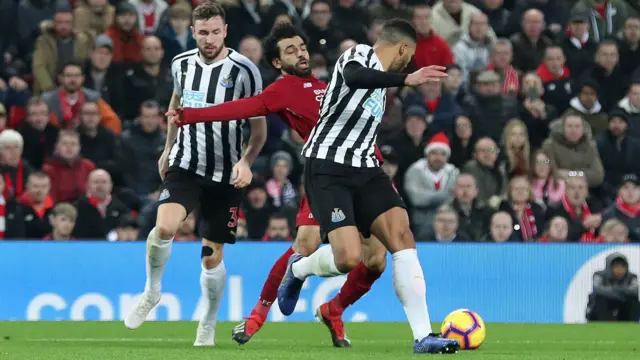 Mo Salah and Jamaal Lascelles