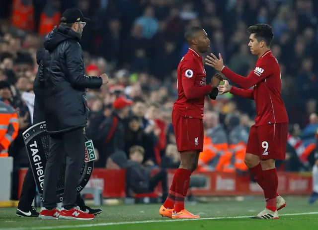 Daniel Sturridge replaces Roberto Firmino