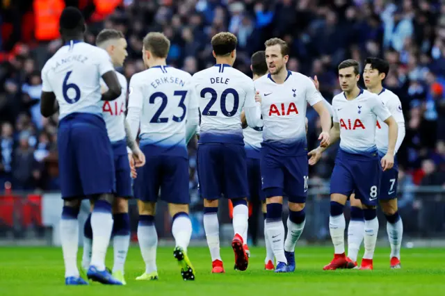 Tottenham players line up