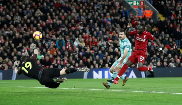 Mane scores third goal for Liverpool