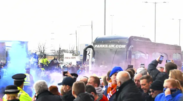 Smoke bomb outside Ibrox