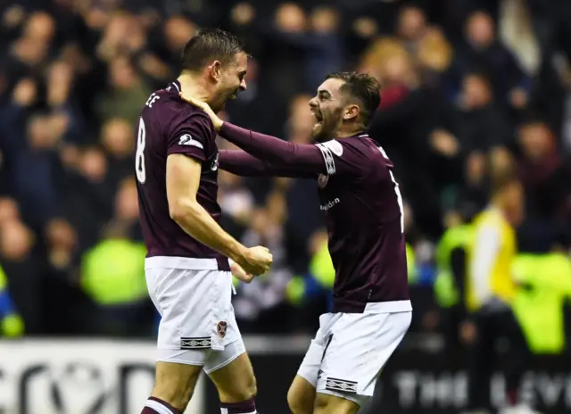 Olly Lee celebrates his fantastic goal at Easter Road