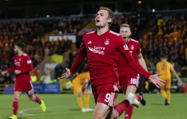 James Wilson celebrates for Aberdeen