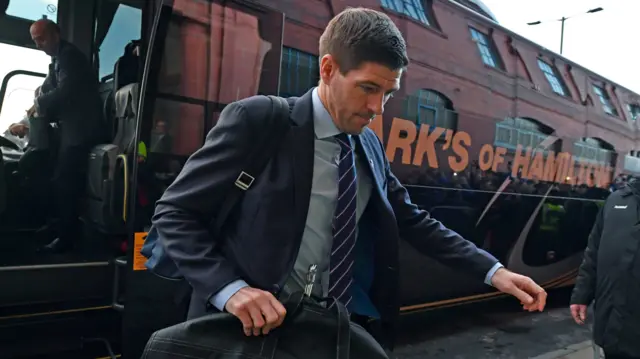 Rangers manager Steven Gerrard arrives at Ibrox