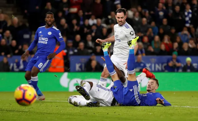 Leicester's James Maddison is fouled