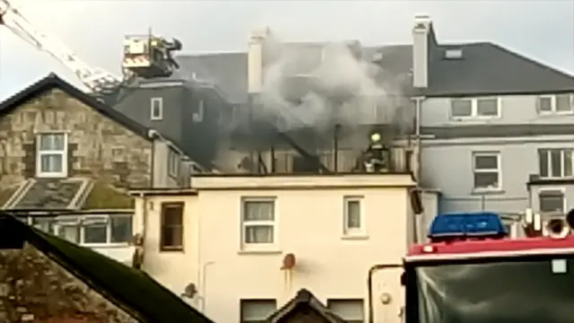 Firefighters tackle the blaze in Seaton