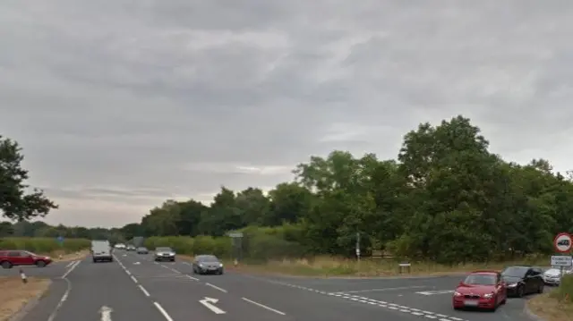 The junction of the A658 with Haggs Road