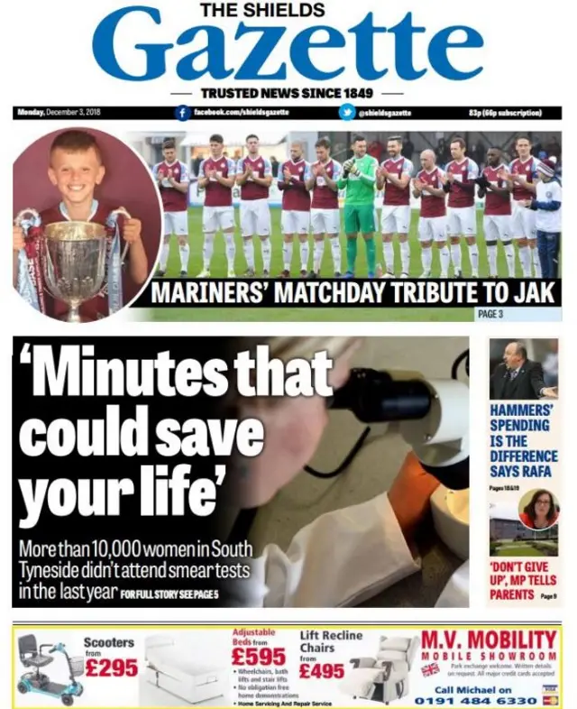 Shields Gazette front page