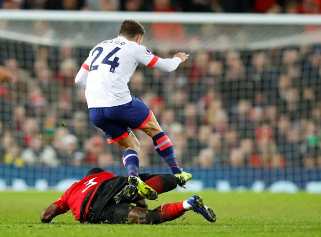 Eric Bailly is shown a red card