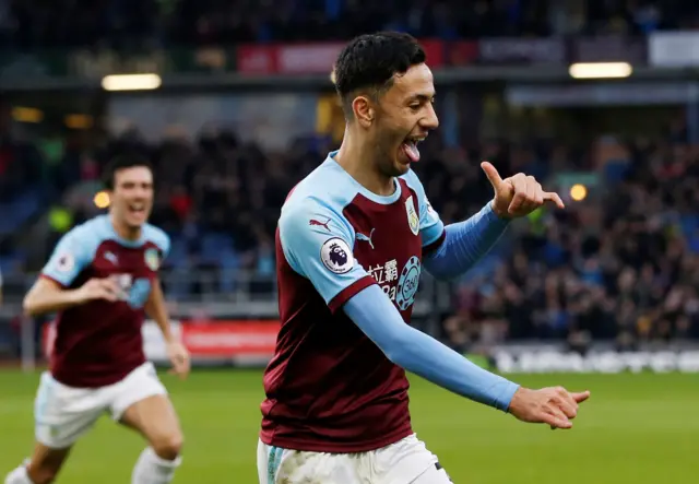 Burnley"s Dwight McNeil celebrates scoring