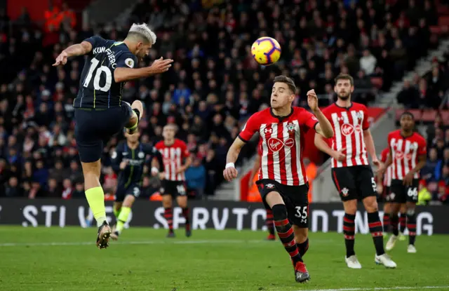 Aguero scores third Man City goal