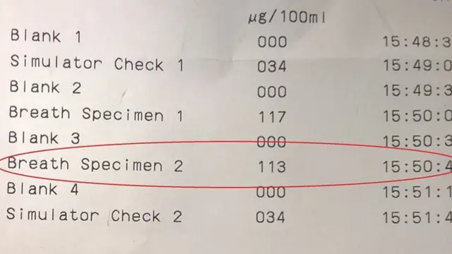 Breath specimen