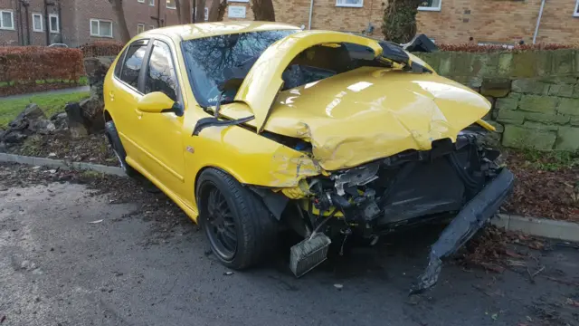 A yellow car