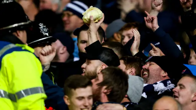 WBA fan with a cabbage