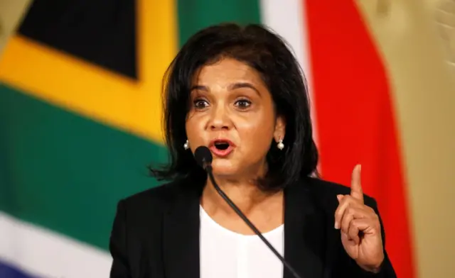 Shamila Batohi gestures as she makes a speech after being named the country's new chief prosecutor by President Cyril Ramaphosa at the Union building in Pretoria, South Africa, December 4, 2018