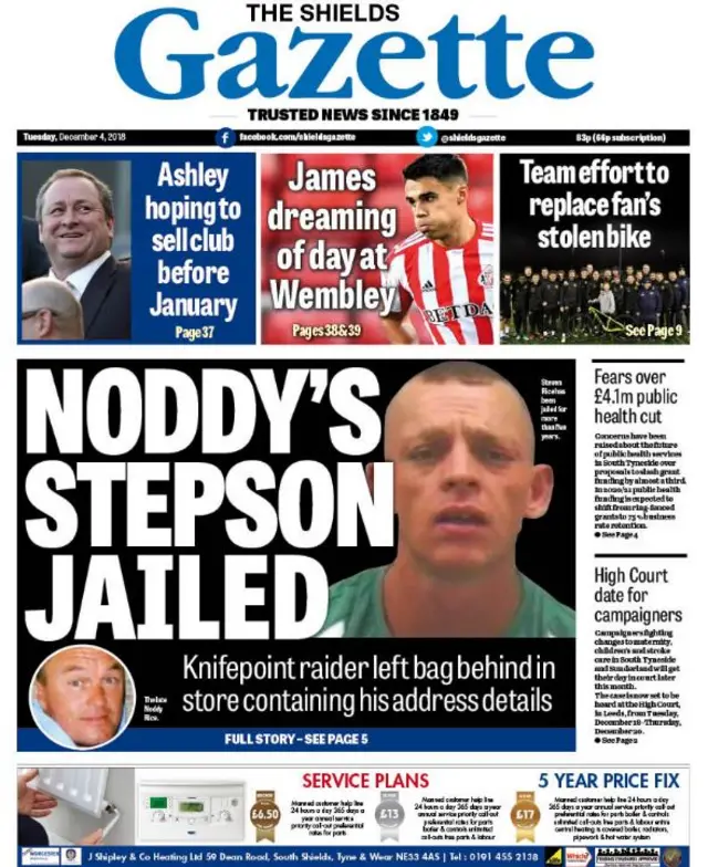 Shields Gazette front page