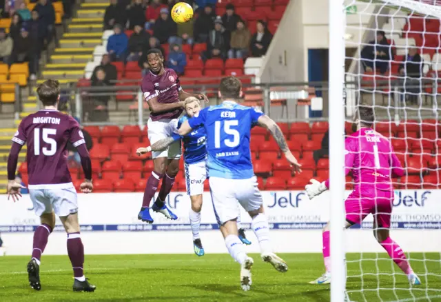 Arnaud Djoum heads Hearts ahead