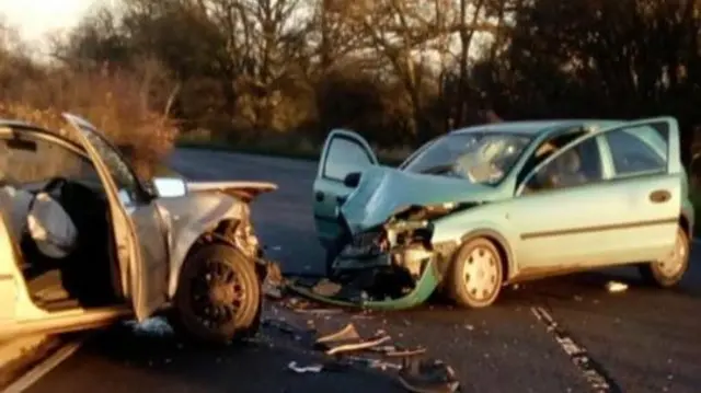 Two cars involved in a crash