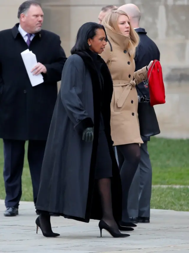 Condoleezza Rice outside cathedral