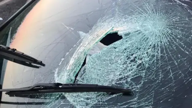 Smashed windscreen of a car