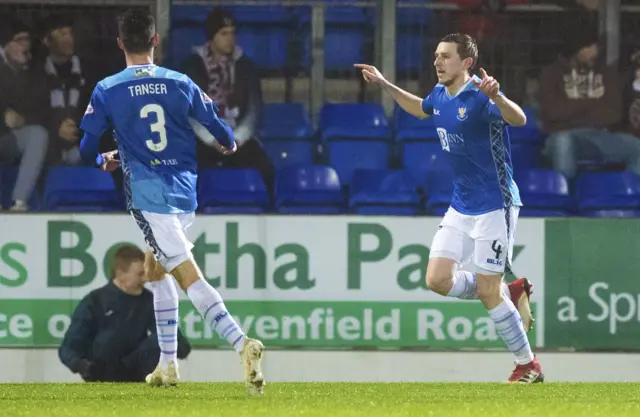 St Johnstone's Blair Alston (right) celebrates after equalising for the hosts.