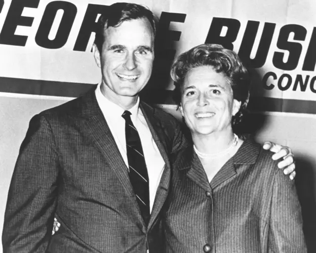 George Herbert Walker Bush poses with his wife Barbara during his campaign for Congress in the 1960s