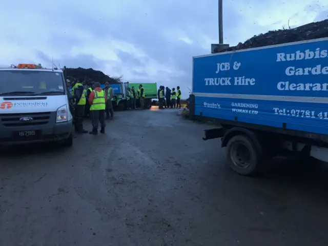 protestors on site on wednesday morning