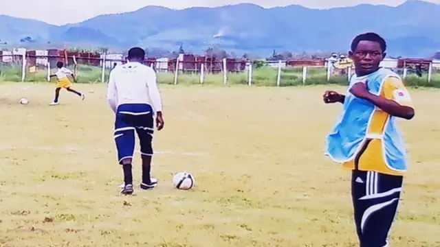 Refugee Jacob Vieira when he played football in Kenya