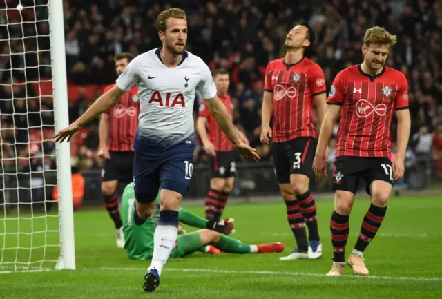 Harry Kane scores against Southampton