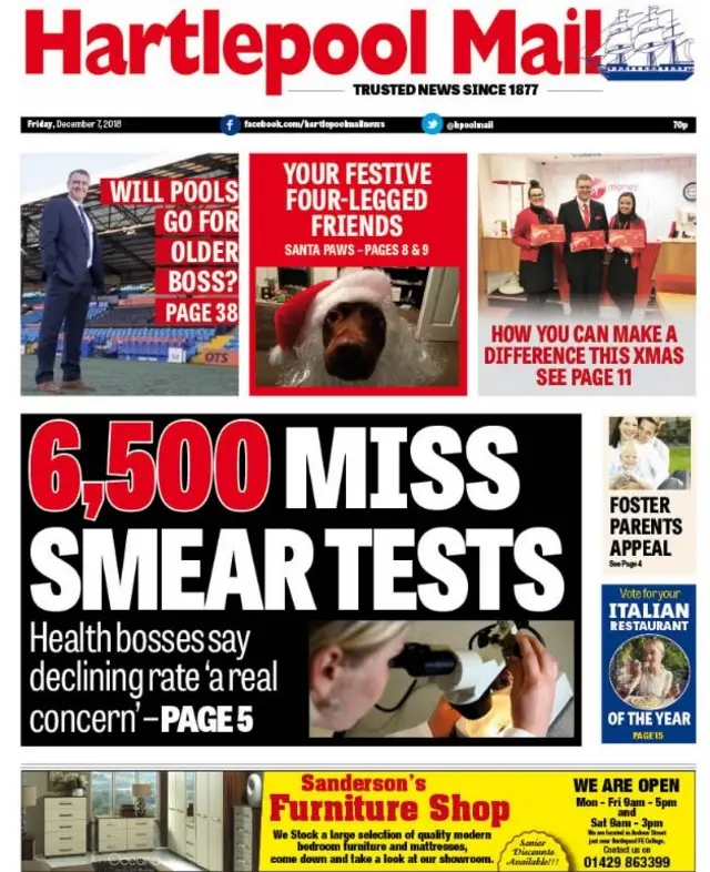 Hartlepool Mail front page