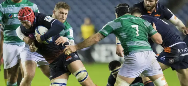 Grant Gilchrist carries ball for Edinburgh