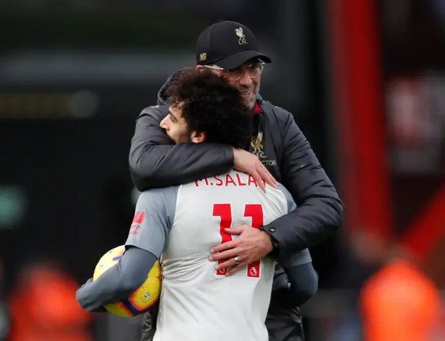 Mo Salah and Jurgen Klopp