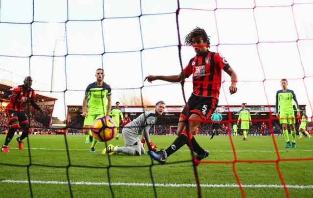 Nathan Ake scores against Liverpool