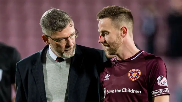 Manager Craig Levein (left) speaks to his striker Steven MacLean