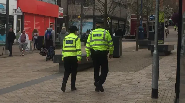 Police officers in Hanley, Stoke-on-Trent