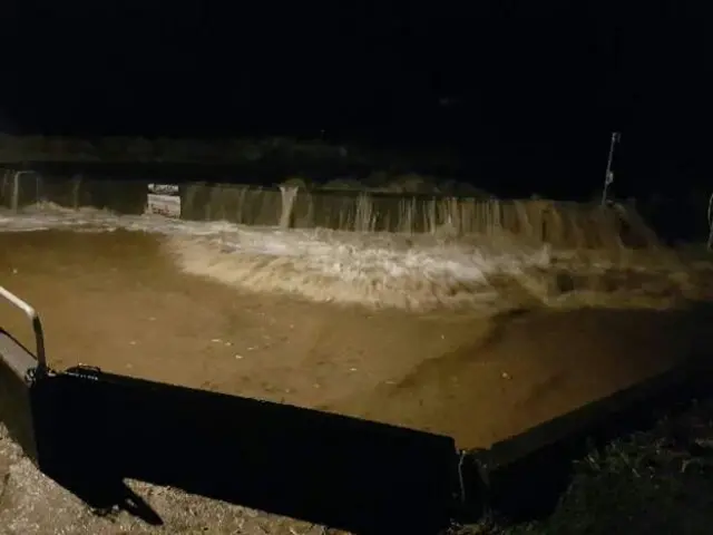 Water overtopping sea defences