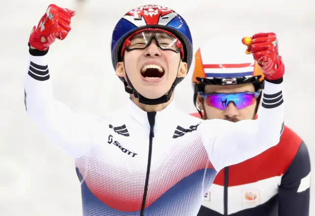 Lim Hyo-jun clinches gold for South Korea in the short track speed skating men's 1500m final.