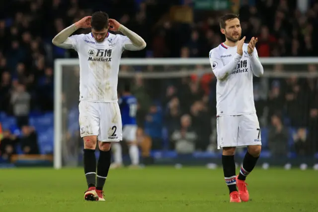 Crystal Palace players applaud travelling fans