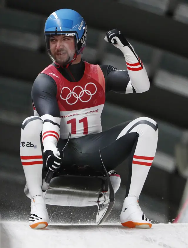 Austria's David Gleirscher currently leads in the Luge