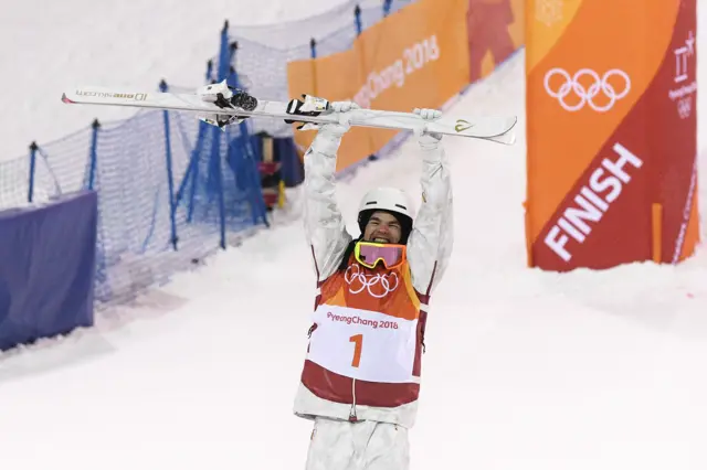 Mikael Kingsbury celebrates