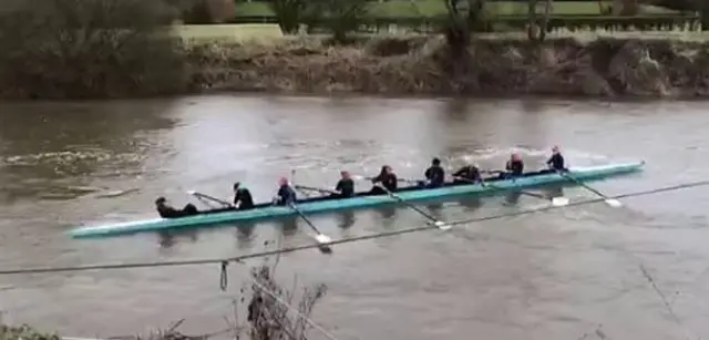 Rowers on the boat