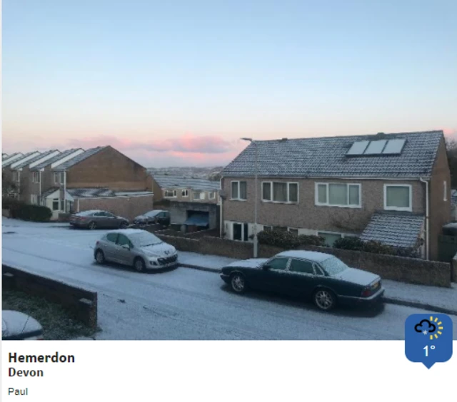 Ice and snow in Hemerdon, Devon