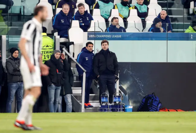 Tottenham manager Mauricio Pochettino and assistant manager Jesus Perez