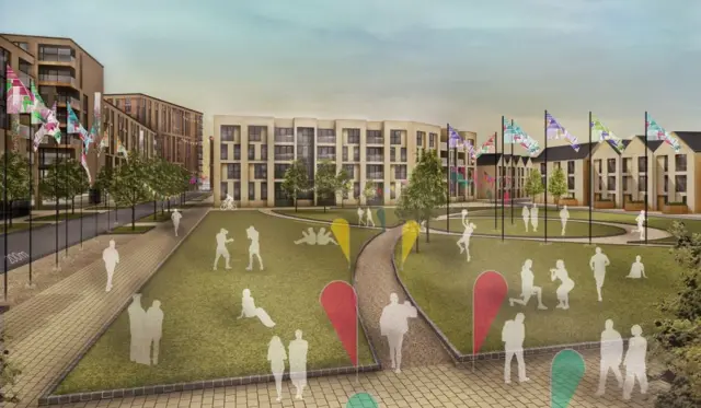 Artists impression of athletes village